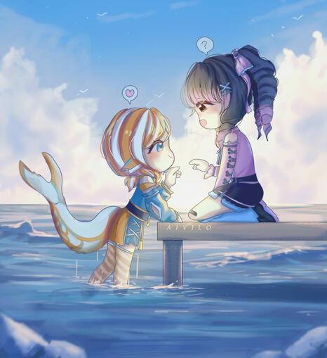 Chibi Couple with Background
